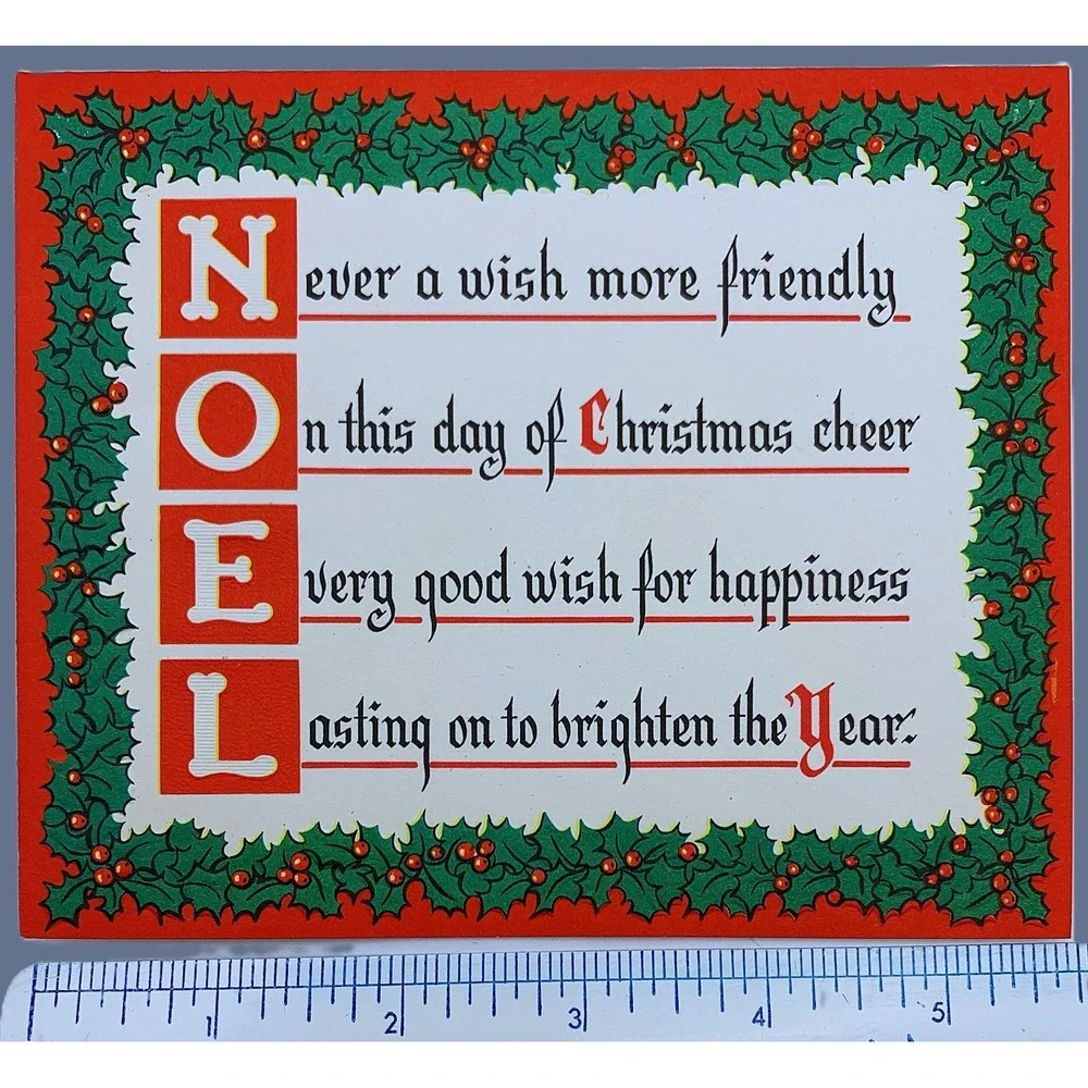 Vintage Season's Greetings Christmas Holiday Card Lot of 4-Unused-USA 1940s-50s